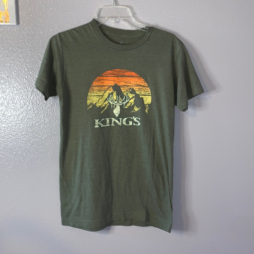 Kings hunting deer outdoor green short sleeve top